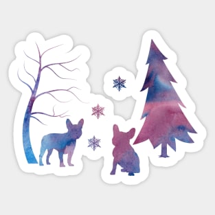 French Bulldog Winter Art Sticker